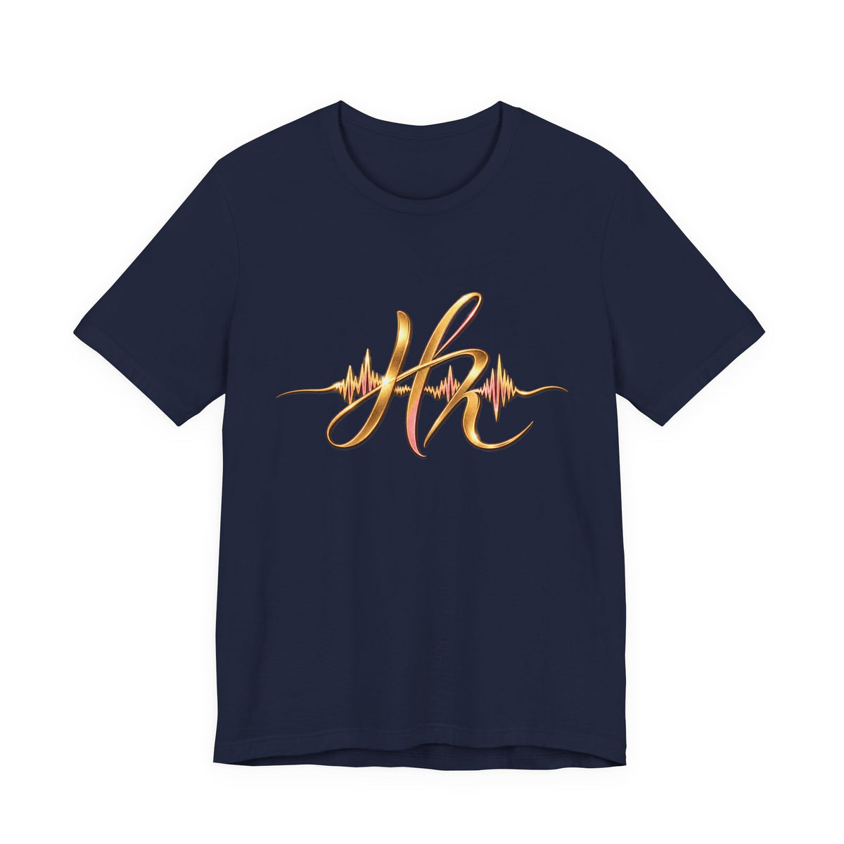 Hope Monroe brand- Gold Script Initials Heartbeat Tee — 'HM' Monogram Minimalist T‑Shirt