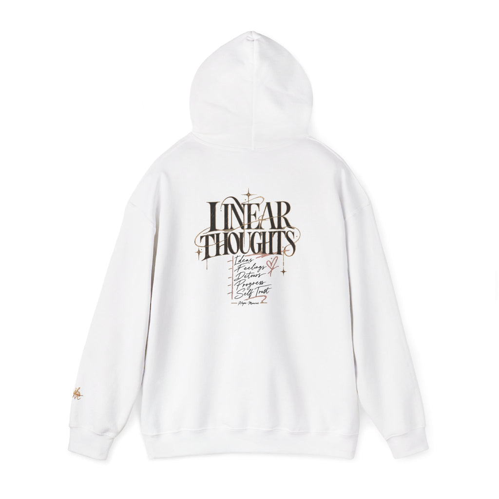 Linear Thoughts Hoodie — Minimal Script Back Print