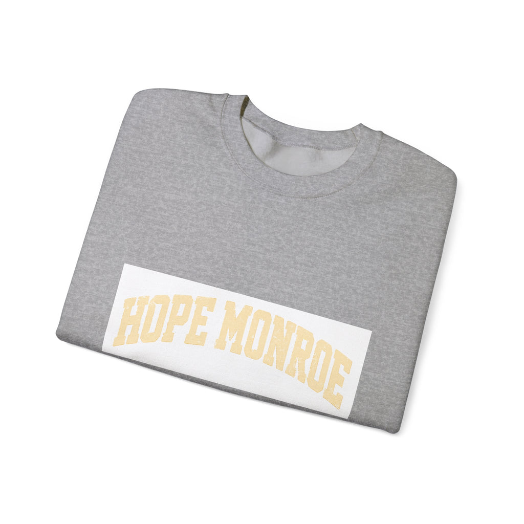 Hope Monroe Crewneck Sweatshirt — Soft White Vintage College Logo