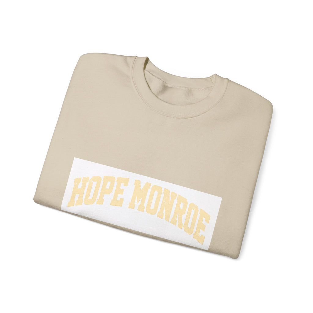 Hope Monroe Crewneck Sweatshirt — Soft White Vintage College Logo
