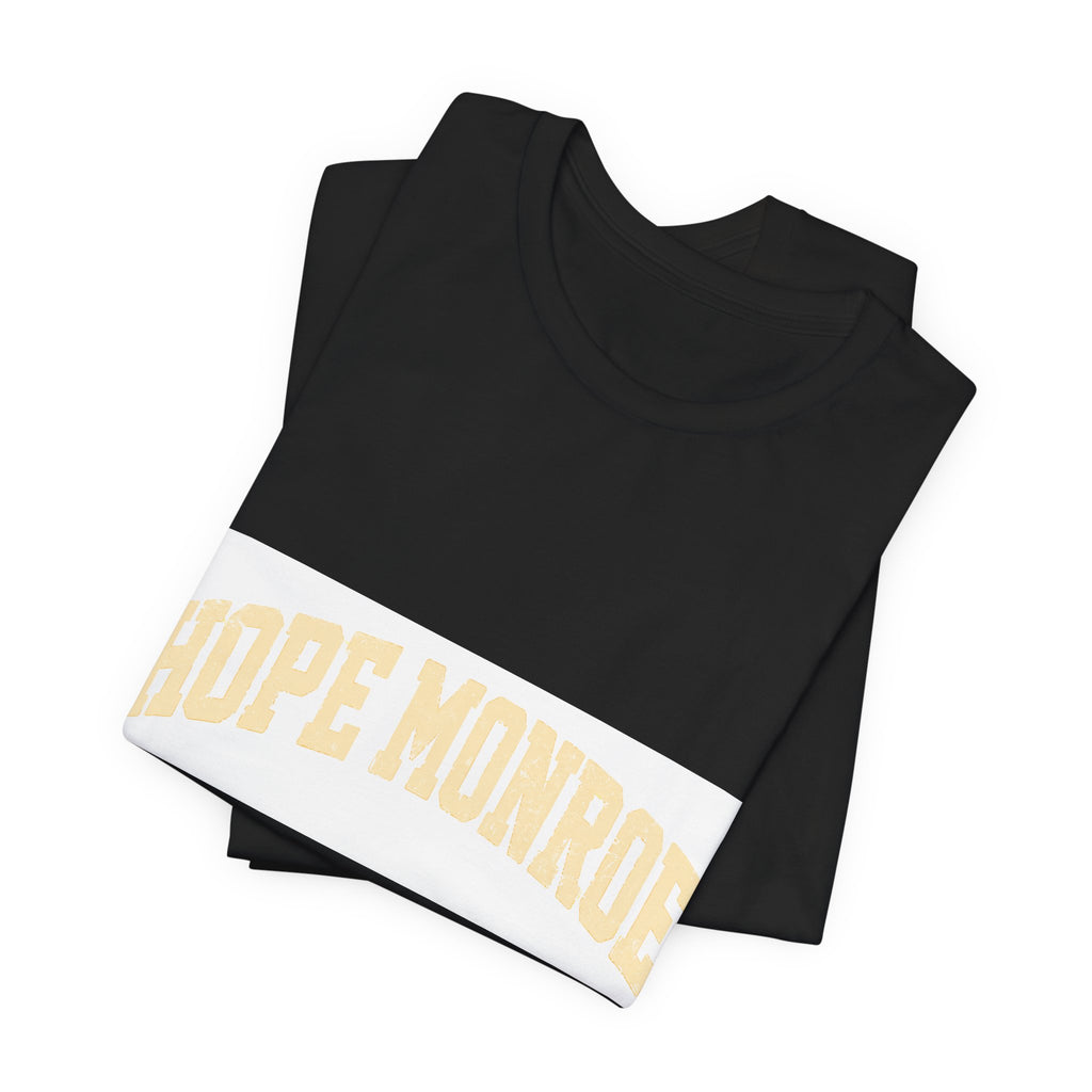 Hope Monroe Graphic Tee — Vintage Arch Logo Short Sleeve Shirt