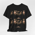 Stay Home Floral T-Shirt — Cozy Pink Tee with Script & Moon Phase Design
