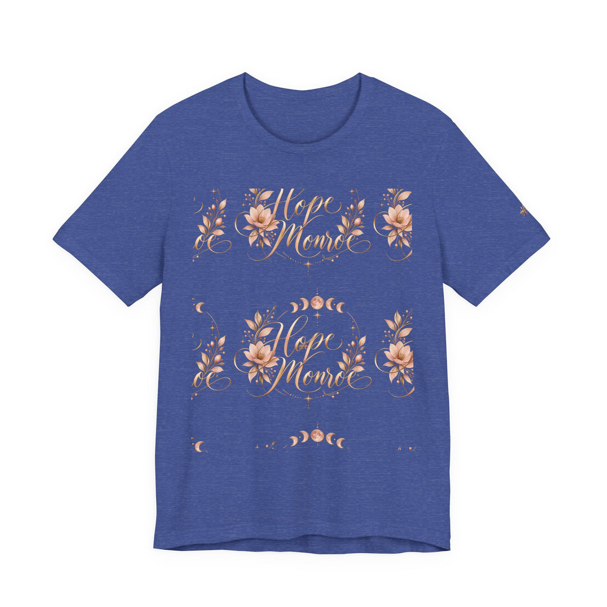 Stay Home Floral T-Shirt — Cozy Pink Tee with Script & Moon Phase Design