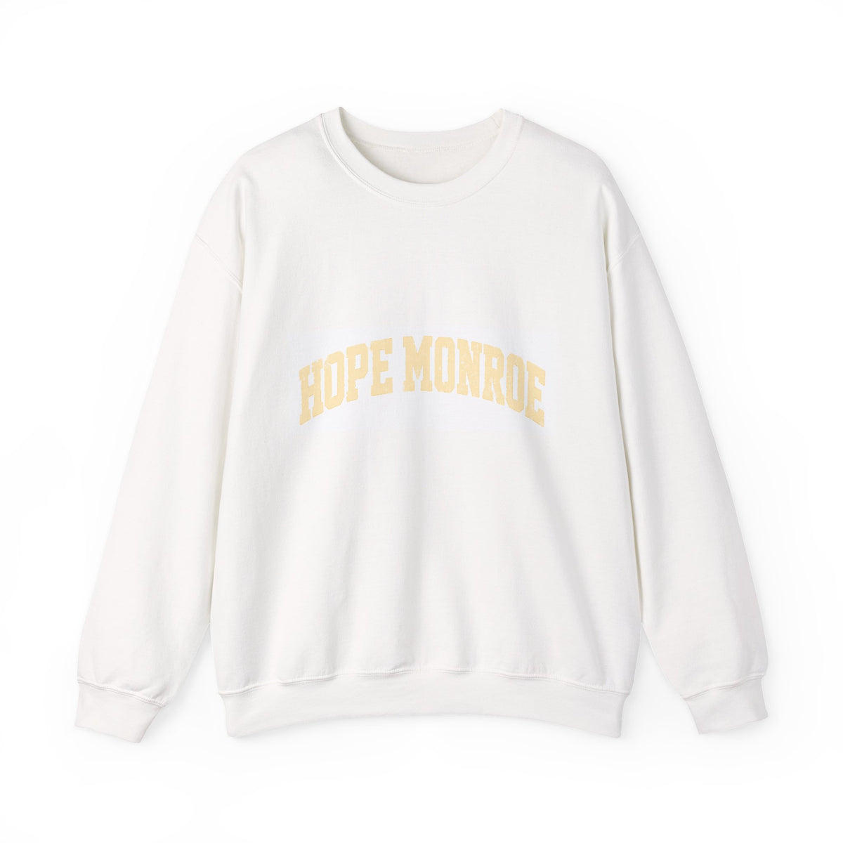 Hope Monroe Crewneck Sweatshirt — Soft White Vintage College Logo