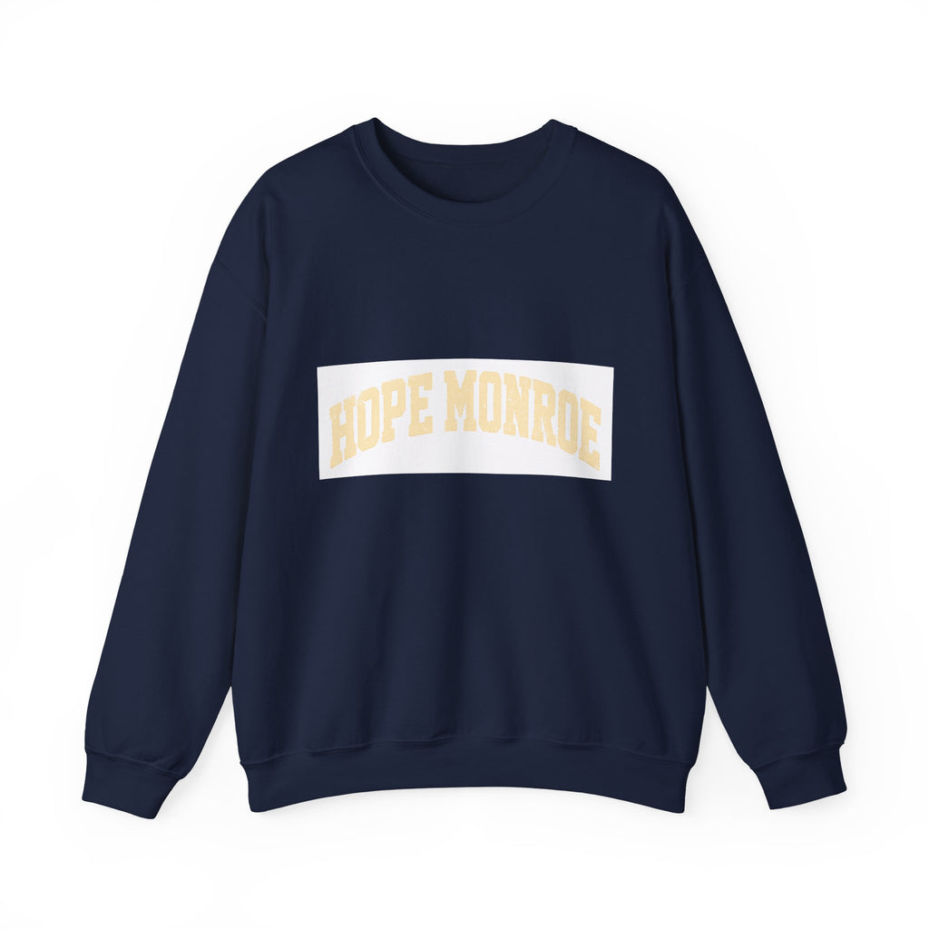Hope Monroe Crewneck Sweatshirt — Soft White Vintage College Logo