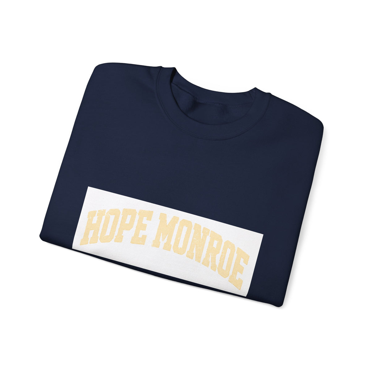 Hope Monroe Crewneck Sweatshirt — Soft White Vintage College Logo