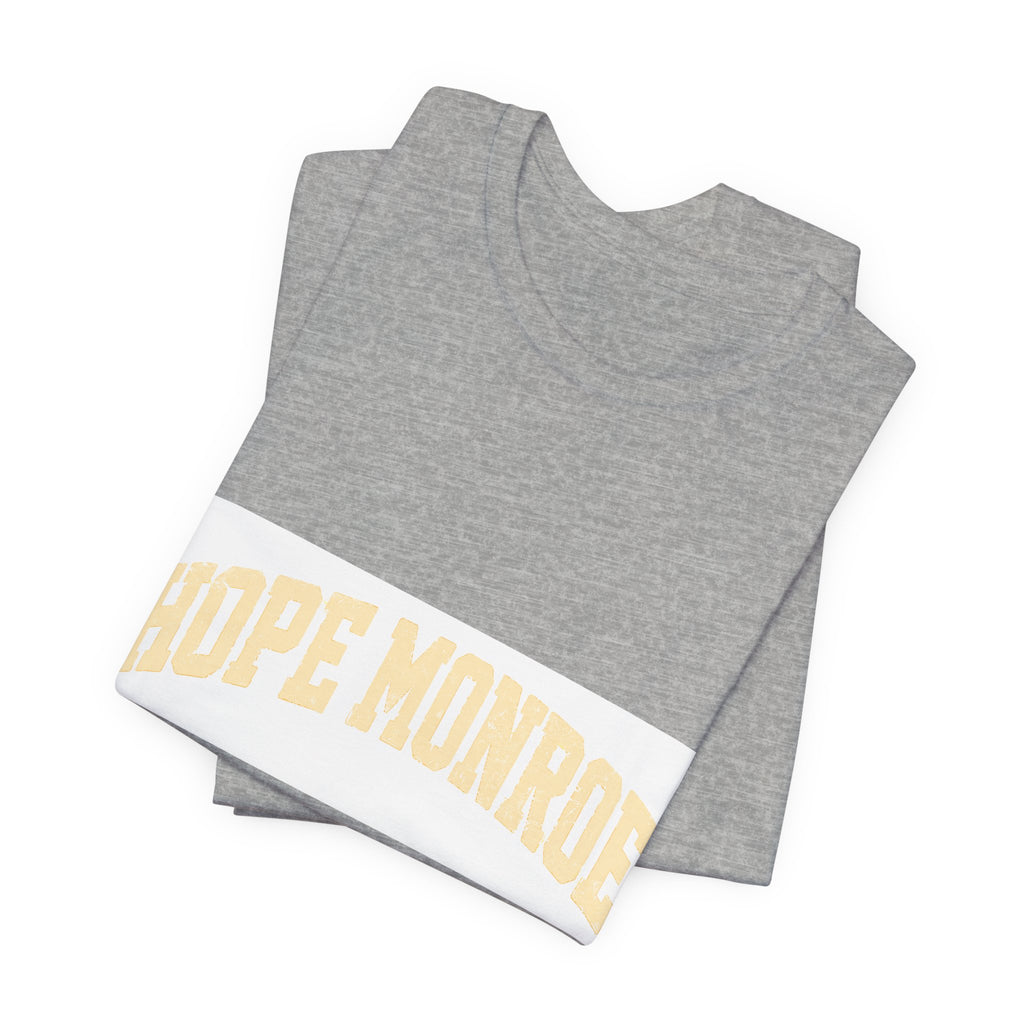 Hope Monroe Graphic Tee — Vintage Arch Logo Short Sleeve Shirt
