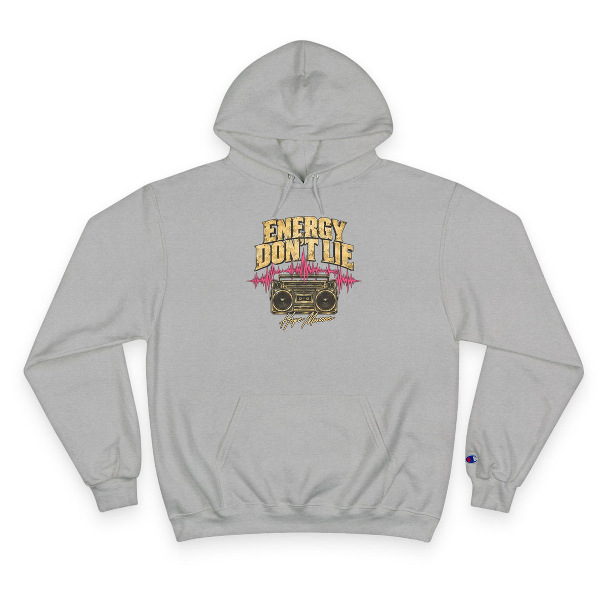 Energy Don't Lie Champion Hoodie — Retro Boombox Streetwear