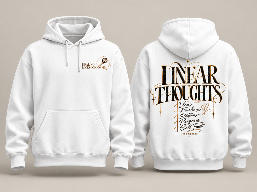 Linear Thoughts Hoodie — Minimal Script Back Print