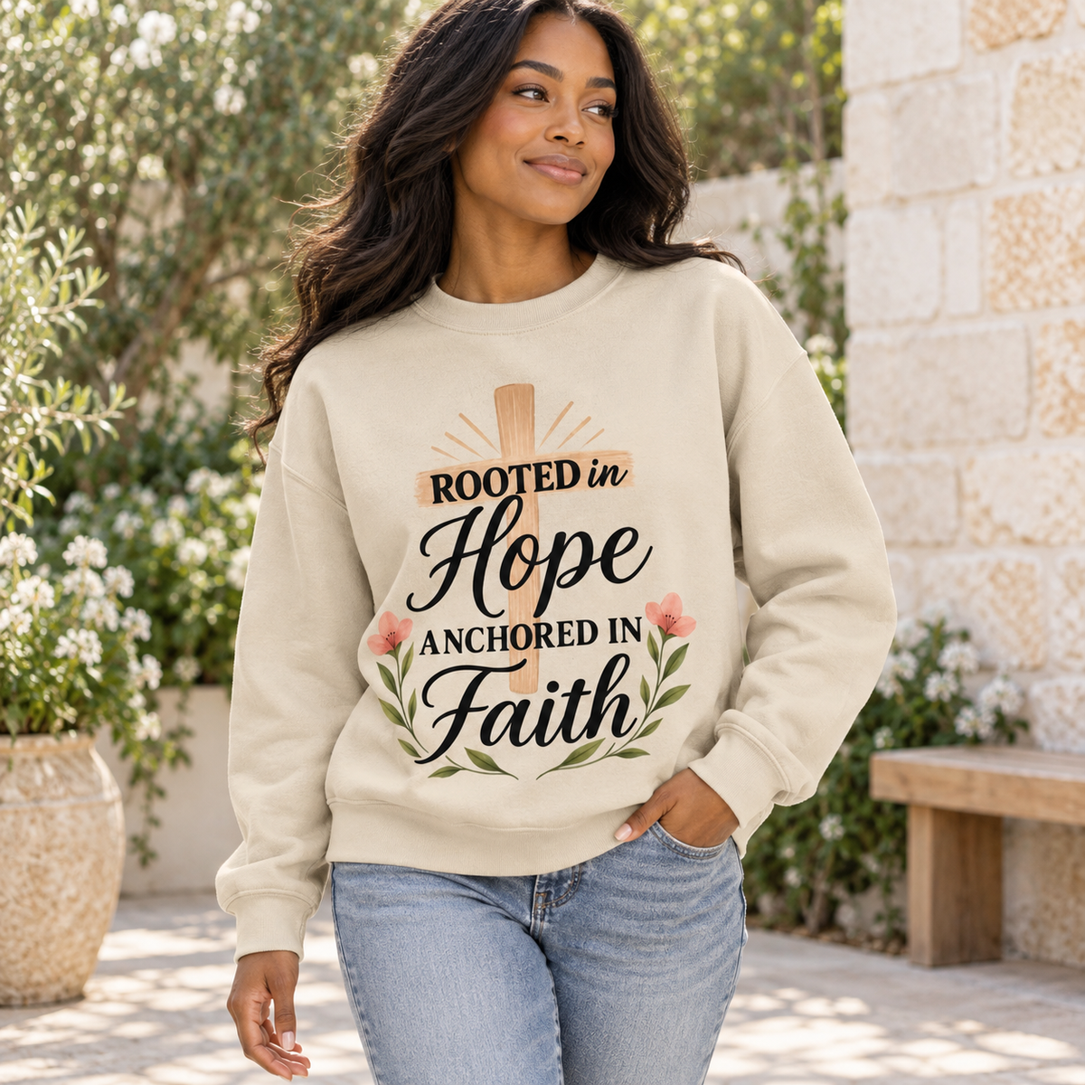 Rooted in Hope — Anchored in Faith Crewneck