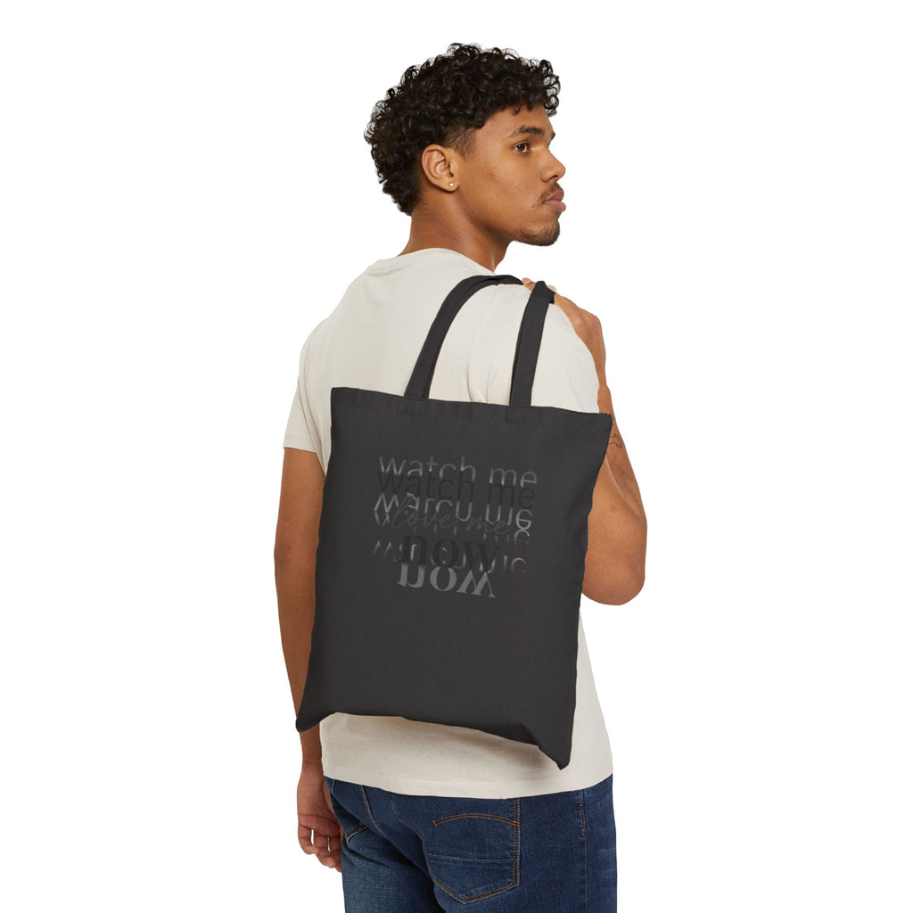 Now Phrase Canvas Tote Bag — Minimal Typographic 'Watch Me Now' Tote