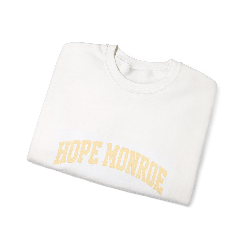 Hope Monroe Crewneck Sweatshirt — Soft White Vintage College Logo