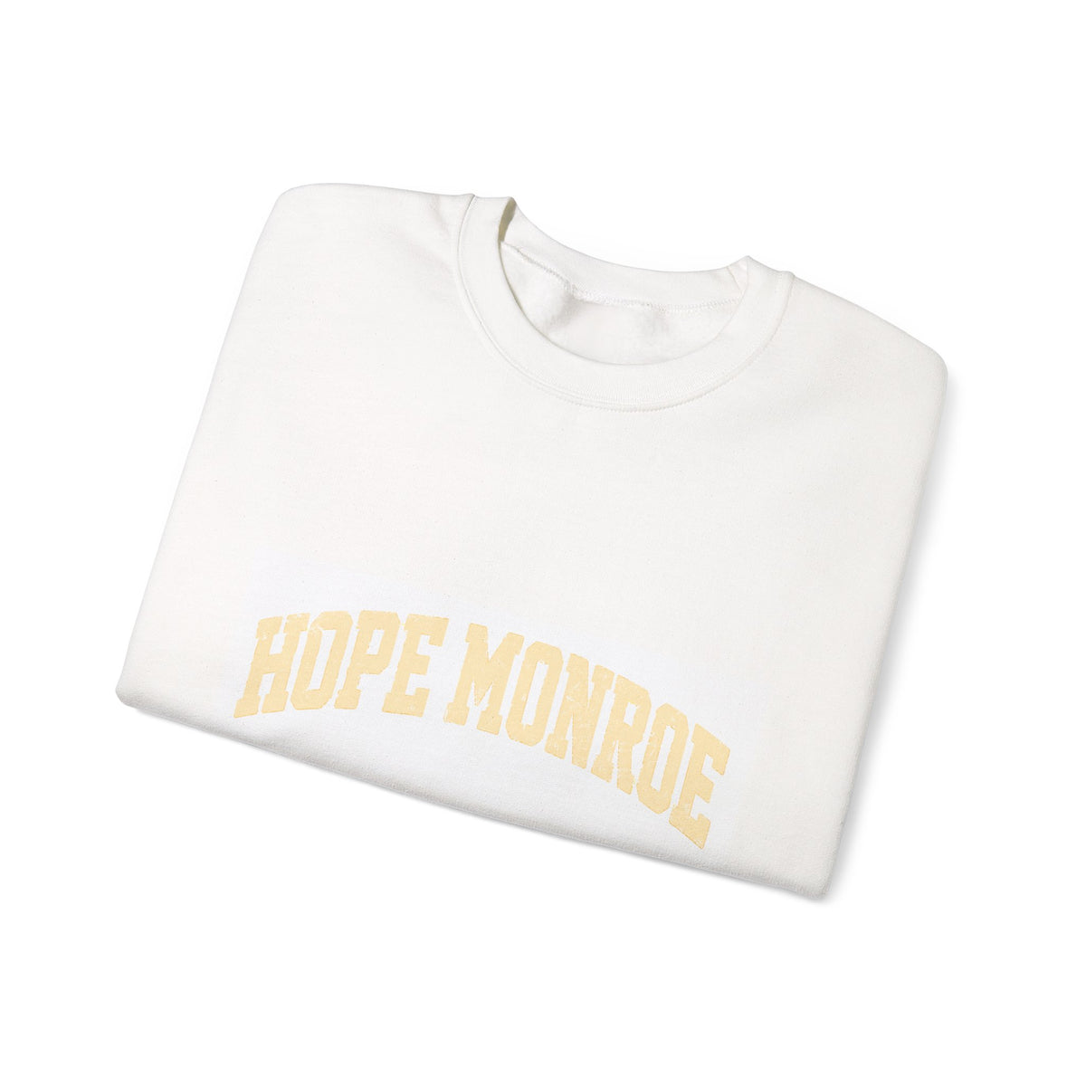 Hope Monroe Crewneck Sweatshirt — Soft White Vintage College Logo