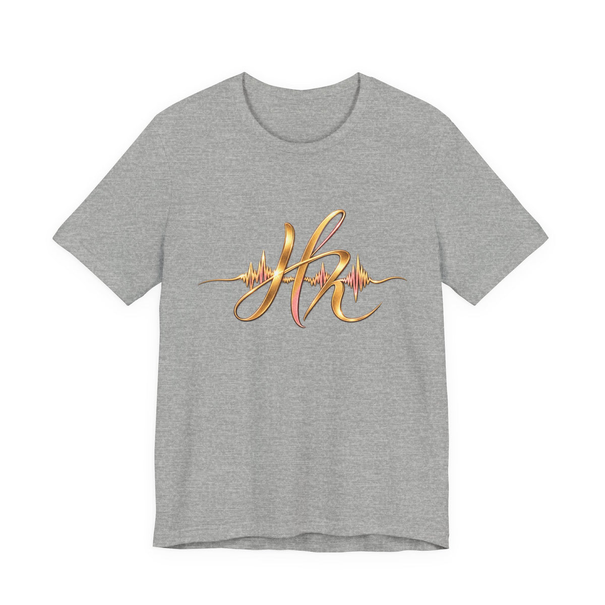 Hope Monroe brand- Gold Script Initials Heartbeat Tee — 'HM' Monogram Minimalist T‑Shirt
