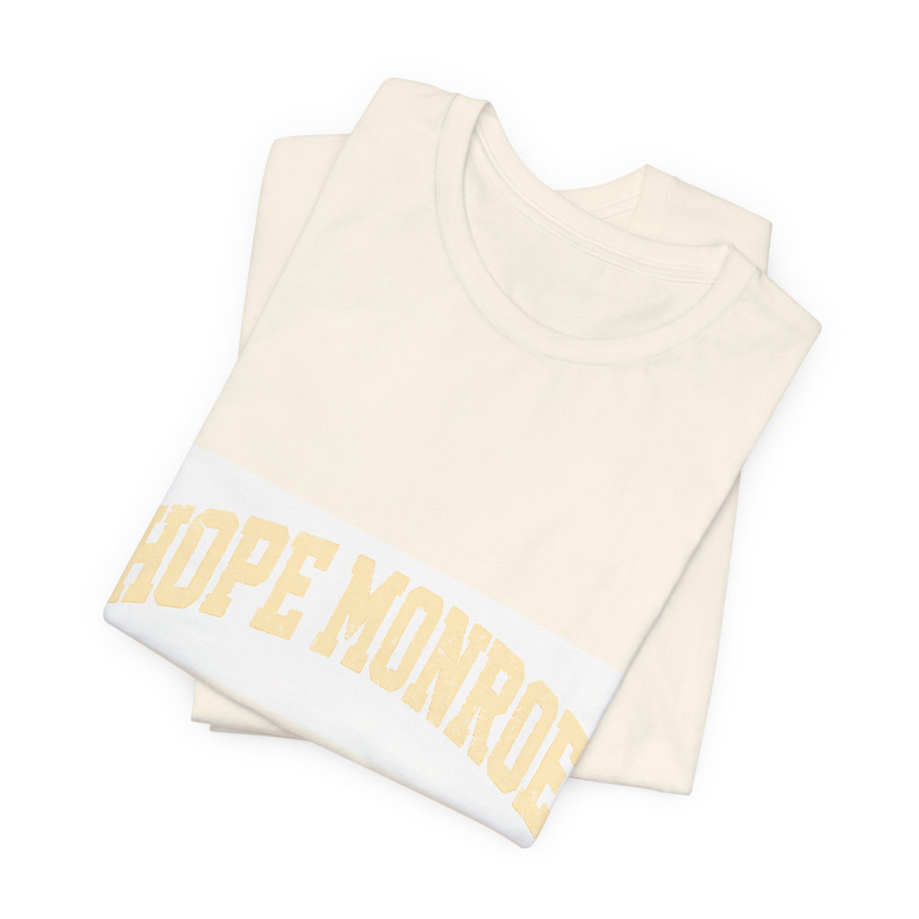 Hope Monroe Graphic Tee — Vintage Arch Logo Short Sleeve Shirt
