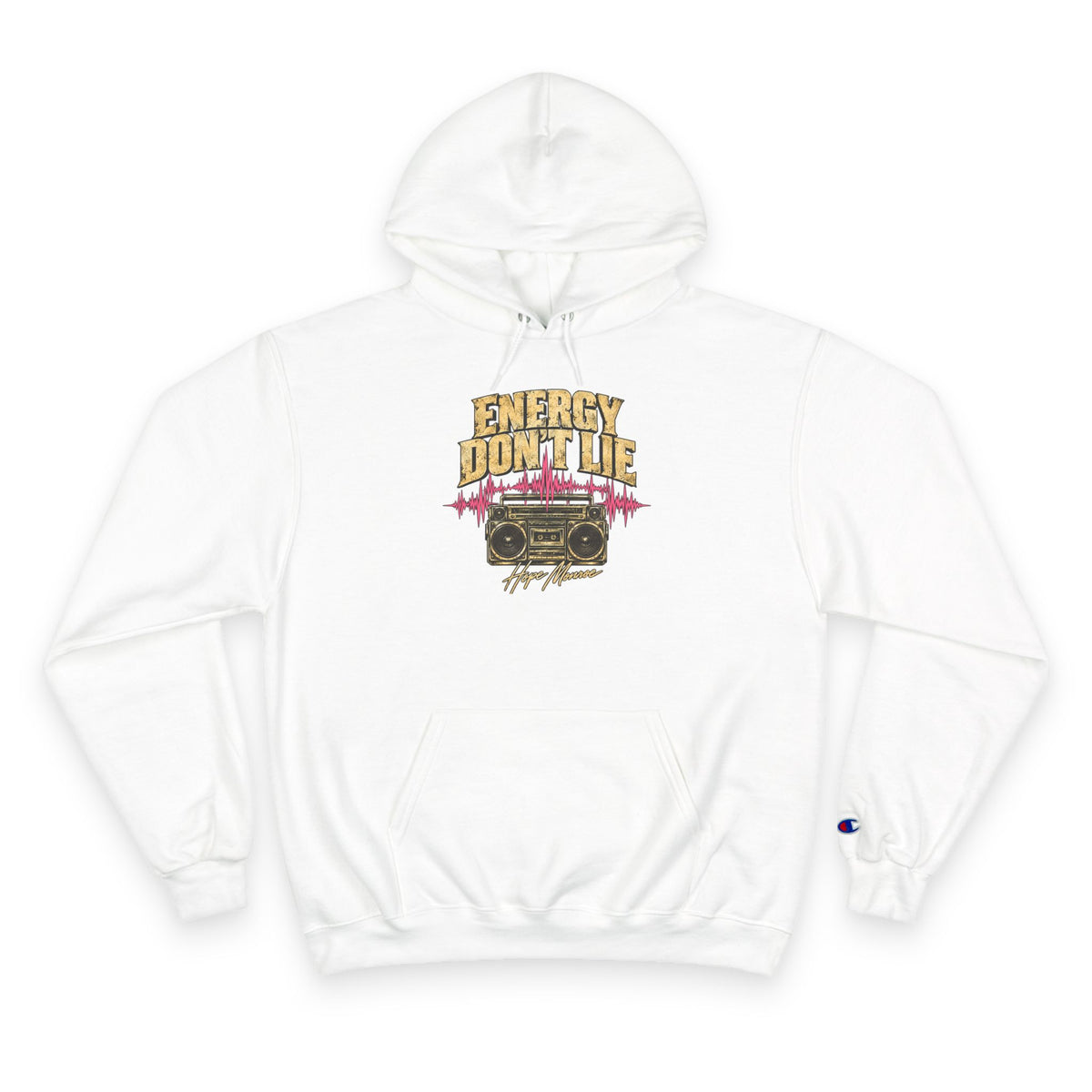 Energy Don't Lie Champion Hoodie — Retro Boombox Streetwear