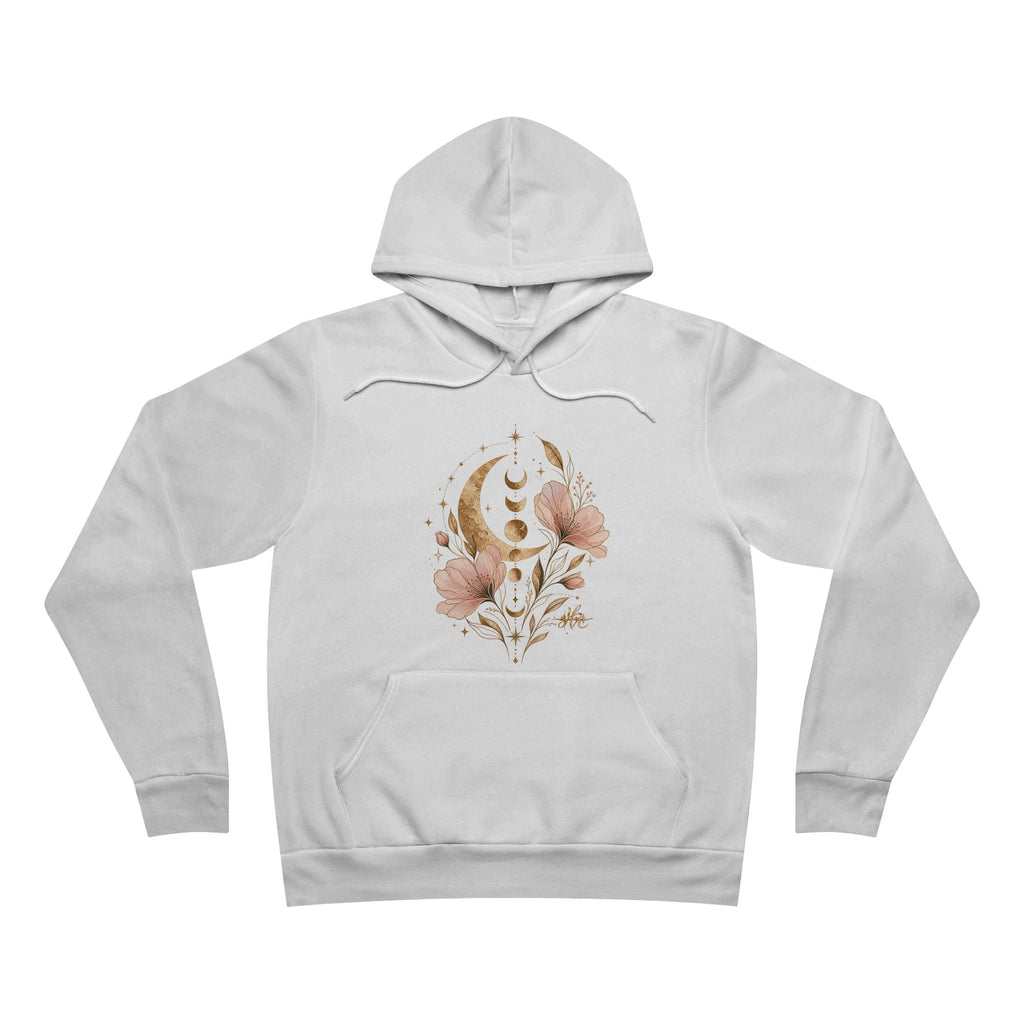Moon Phases Floral Hoodie — Botanical Crescent Graphic Pullover