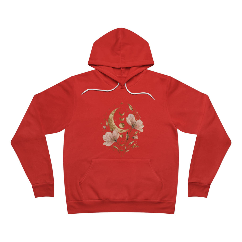 Moon Phases Floral Hoodie — Botanical Crescent Graphic Pullover