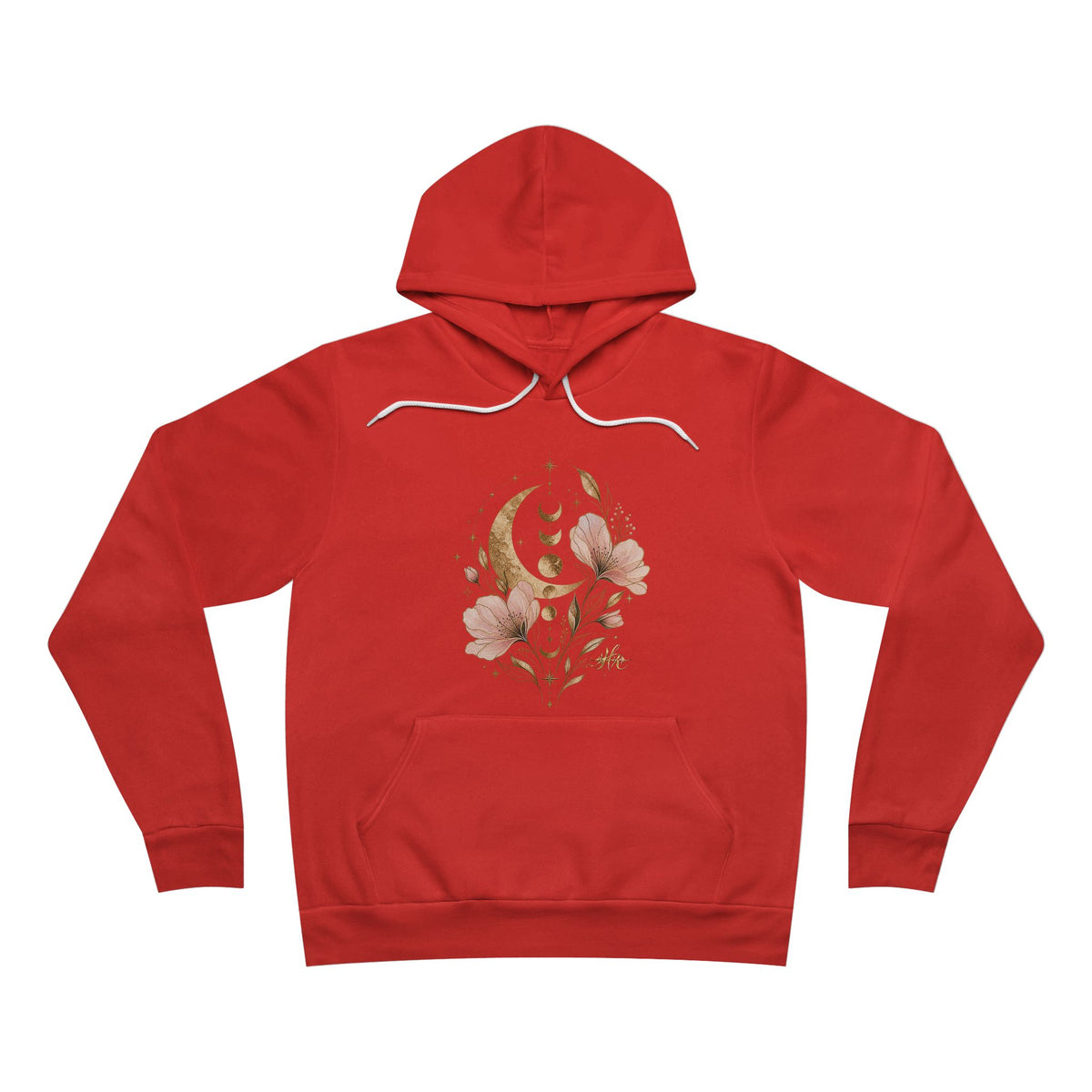 Moon Phases Floral Hoodie — Botanical Crescent Graphic Pullover