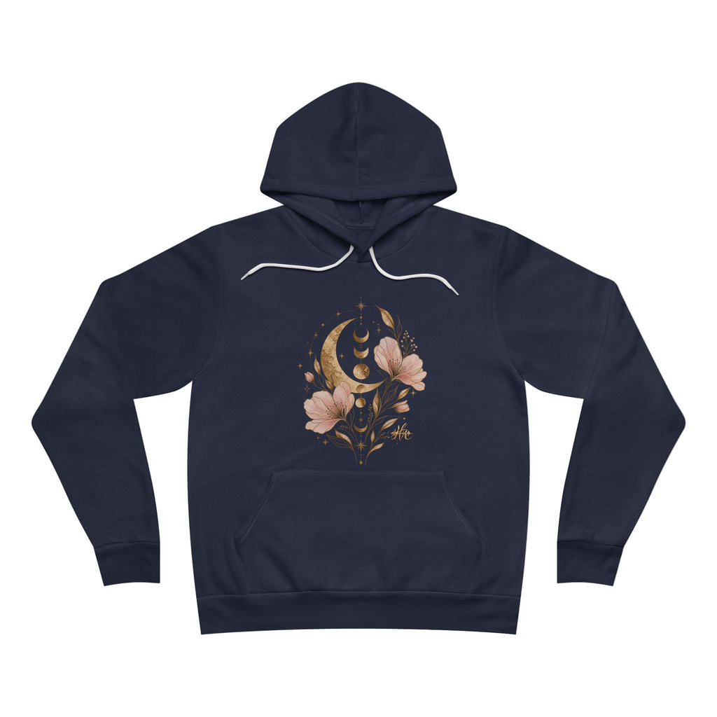 Moon Phases Floral Hoodie — Botanical Crescent Graphic Pullover