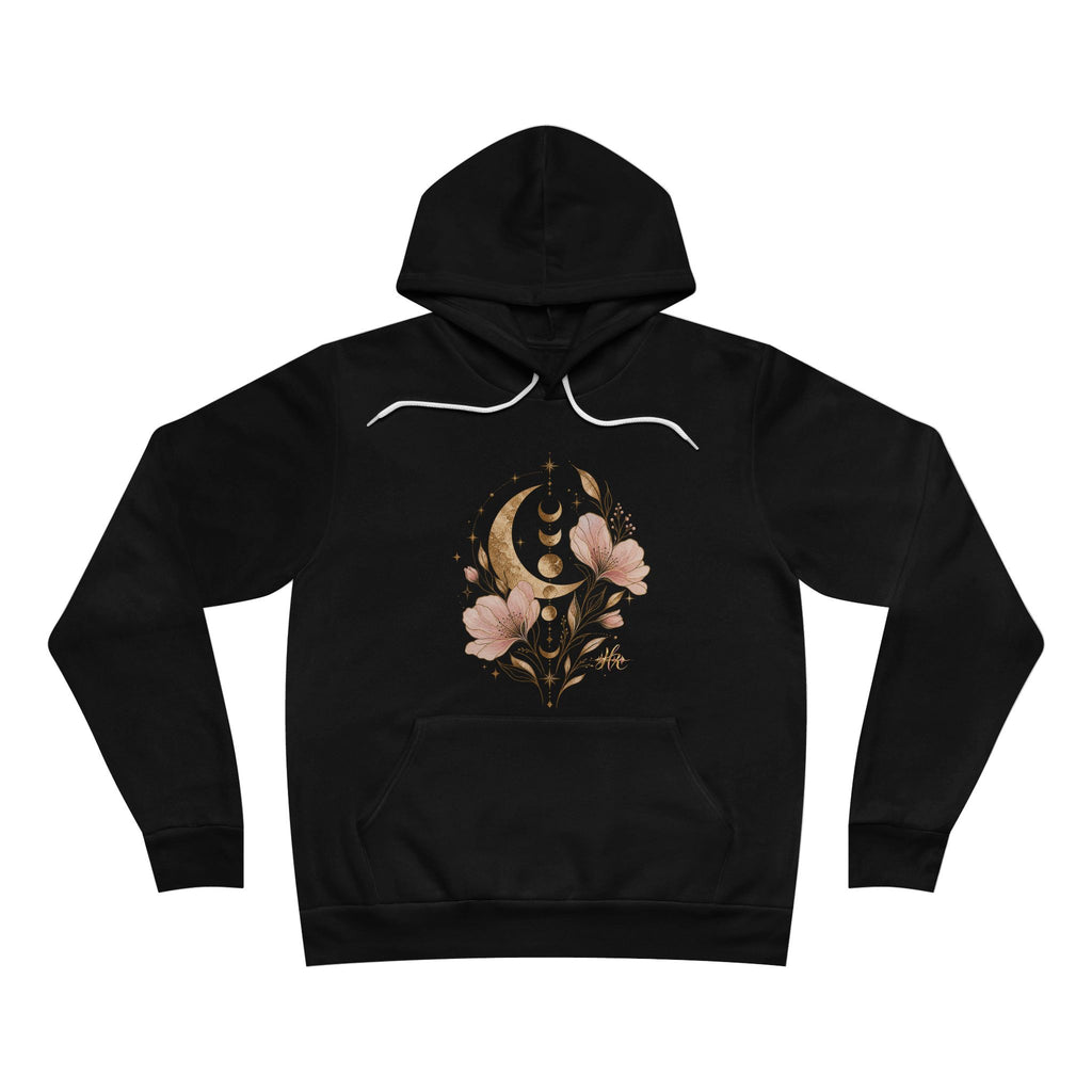 Moon Phases Floral Hoodie — Botanical Crescent Graphic Pullover