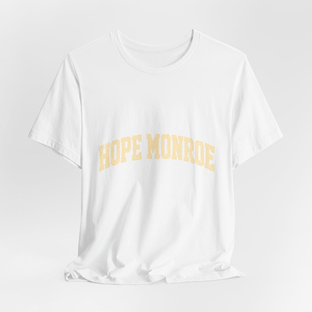 Hope Monroe Graphic Tee — Vintage Arch Logo Short Sleeve Shirt