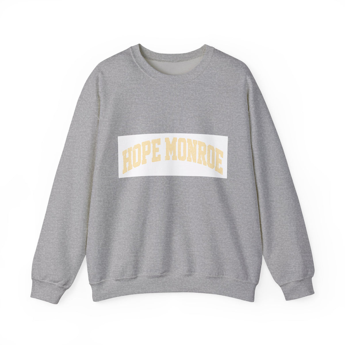 Hope Monroe Crewneck Sweatshirt — Soft White Vintage College Logo