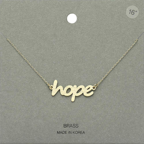 Brass Metal Hope Pendant Necklace