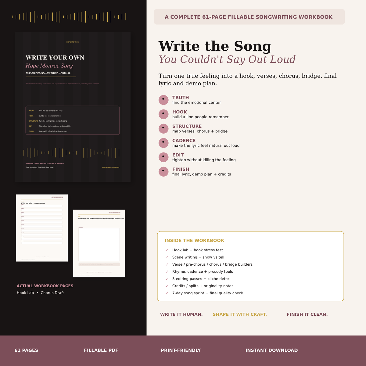 Write Your Own Hope Monroe Song — The Guided Songwriting Journal