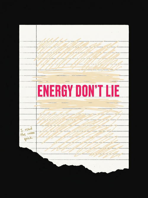 Energy Don't Lie graphic tee - redacted notebook design - Hope Monroe lyric merch