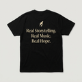 Real Storytelling Real Music Real Hope brand line back print tee - Hope Monroe merch