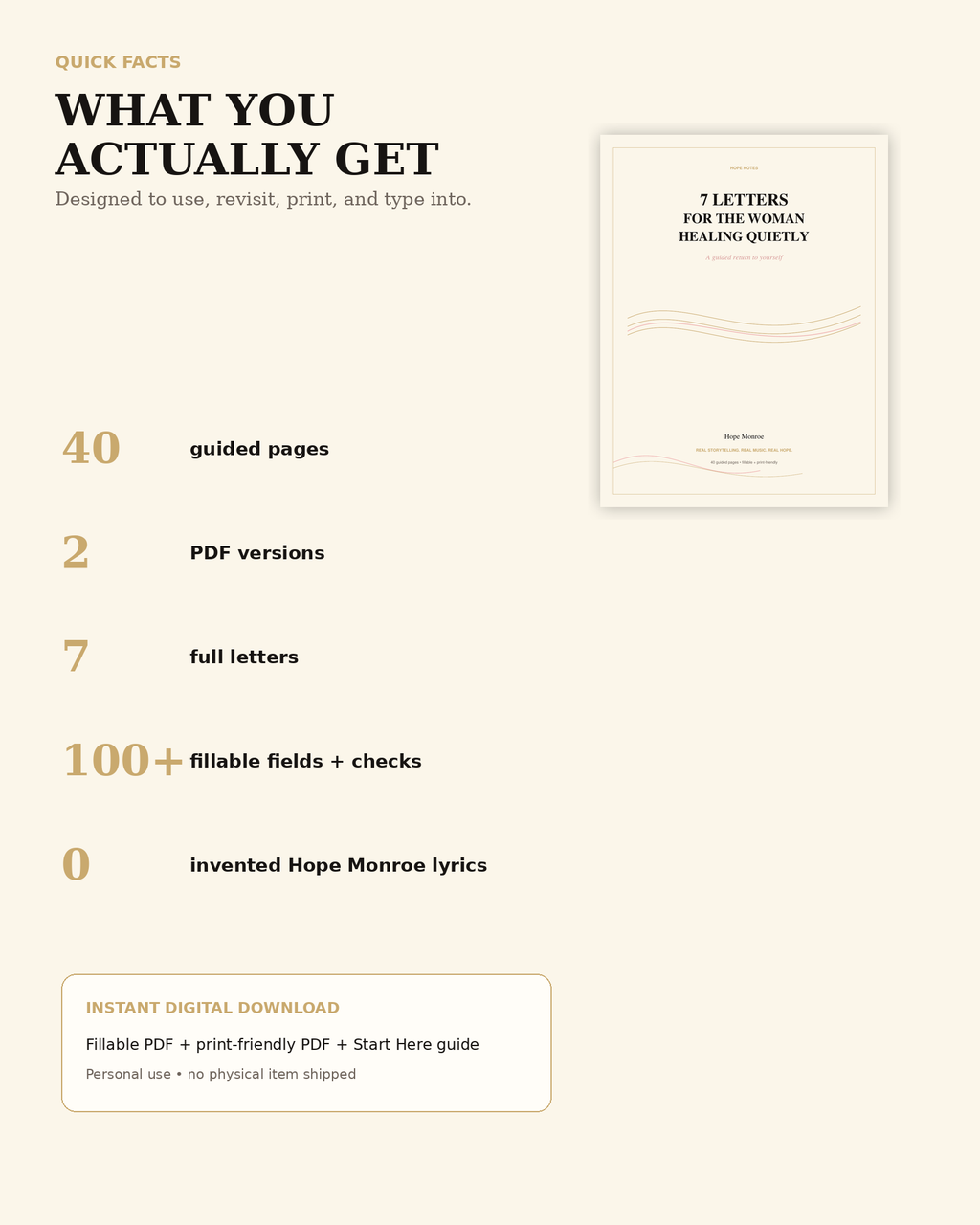 Hope Notes 40-page fillable and print-friendly digital guide quick facts
