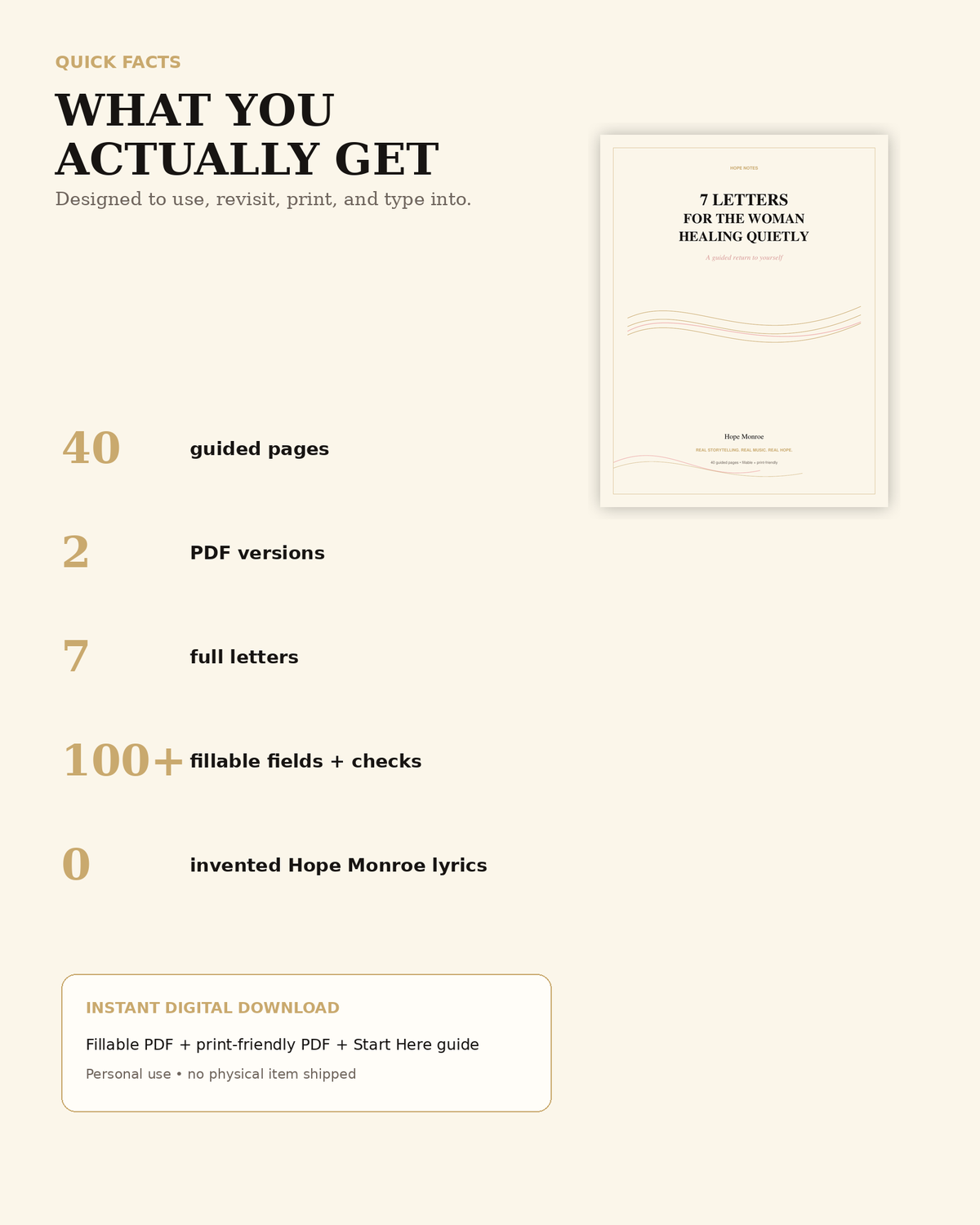 Hope Notes 40-page fillable and print-friendly digital guide quick facts