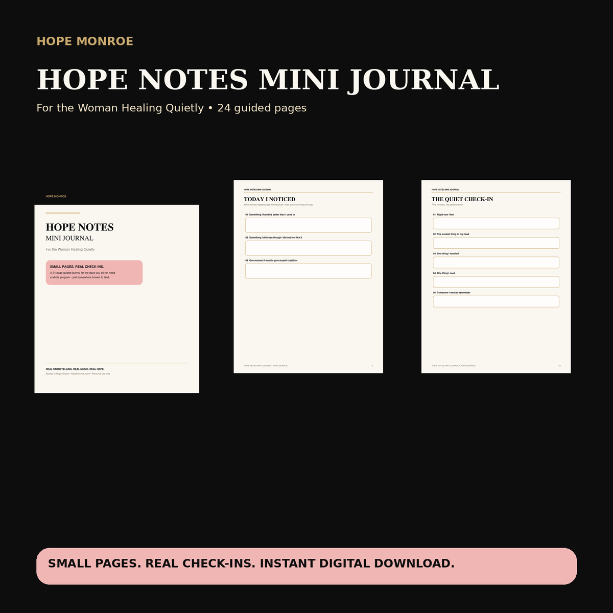 Hope Notes Mini Journal 24-page fillable and printable digital journal by Hope Monroe