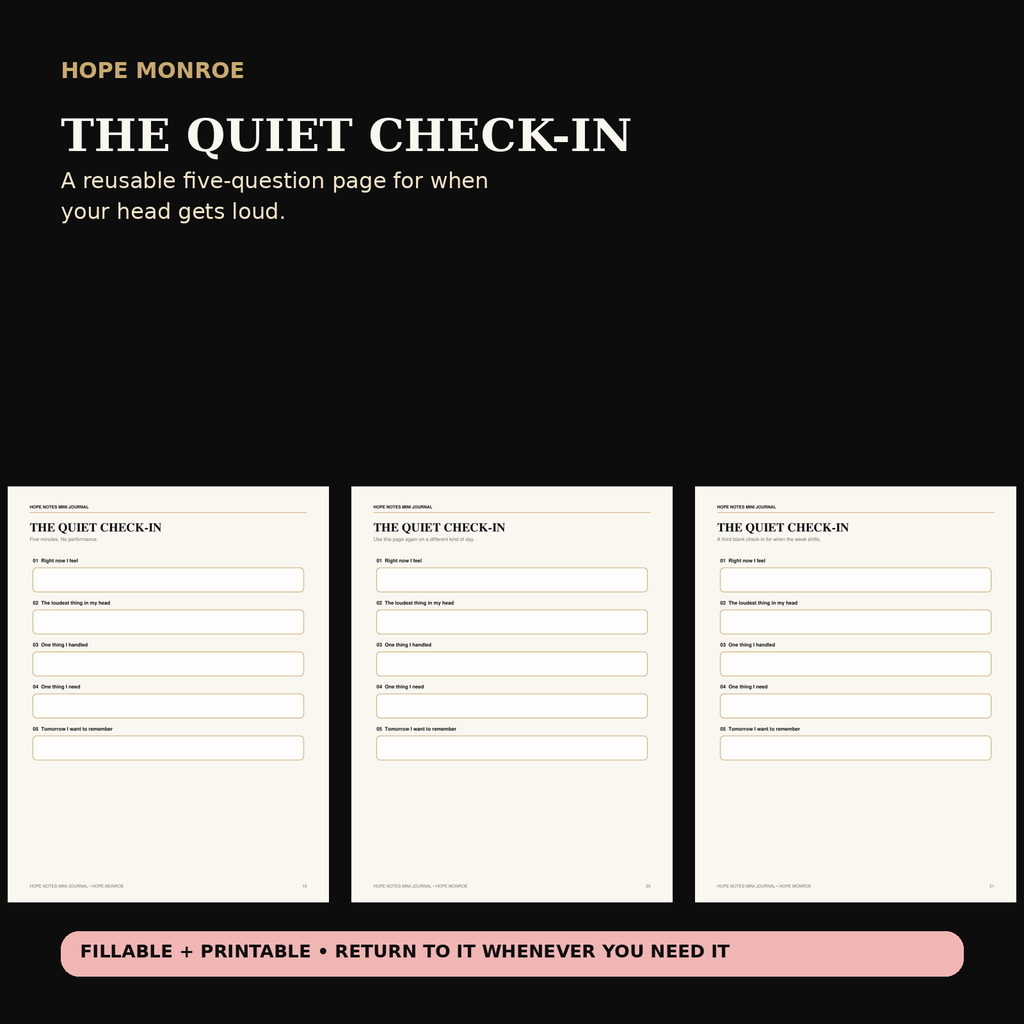 The Quiet Check-In reusable page from Hope Notes Mini Journal