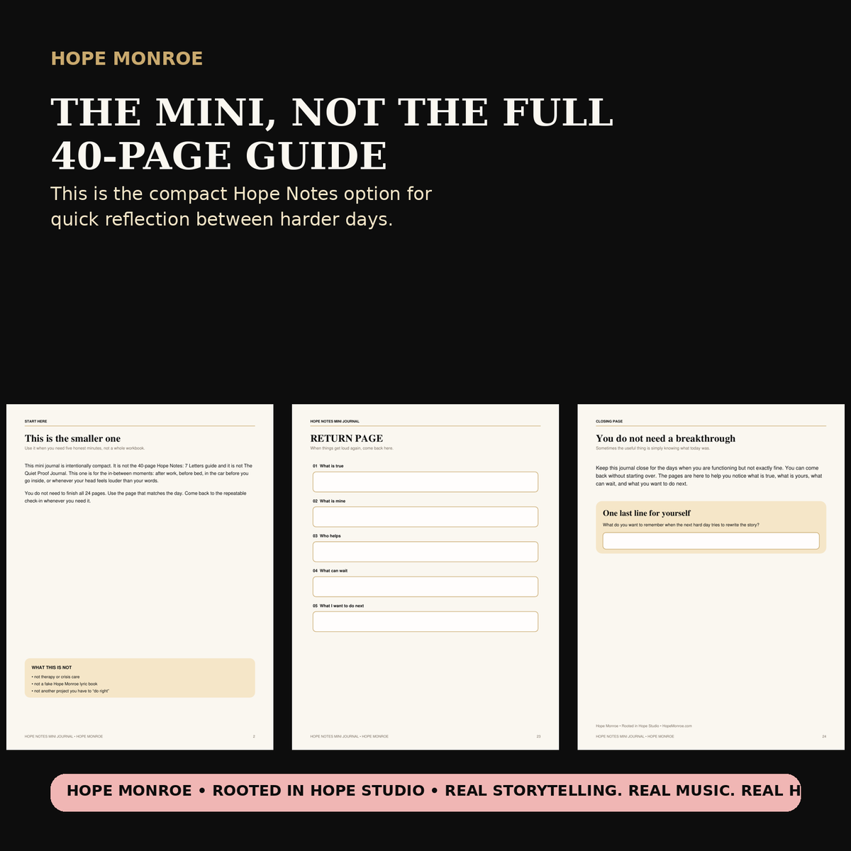 Hope Notes Mini Journal compact 24-page option compared with the full Hope Notes guide