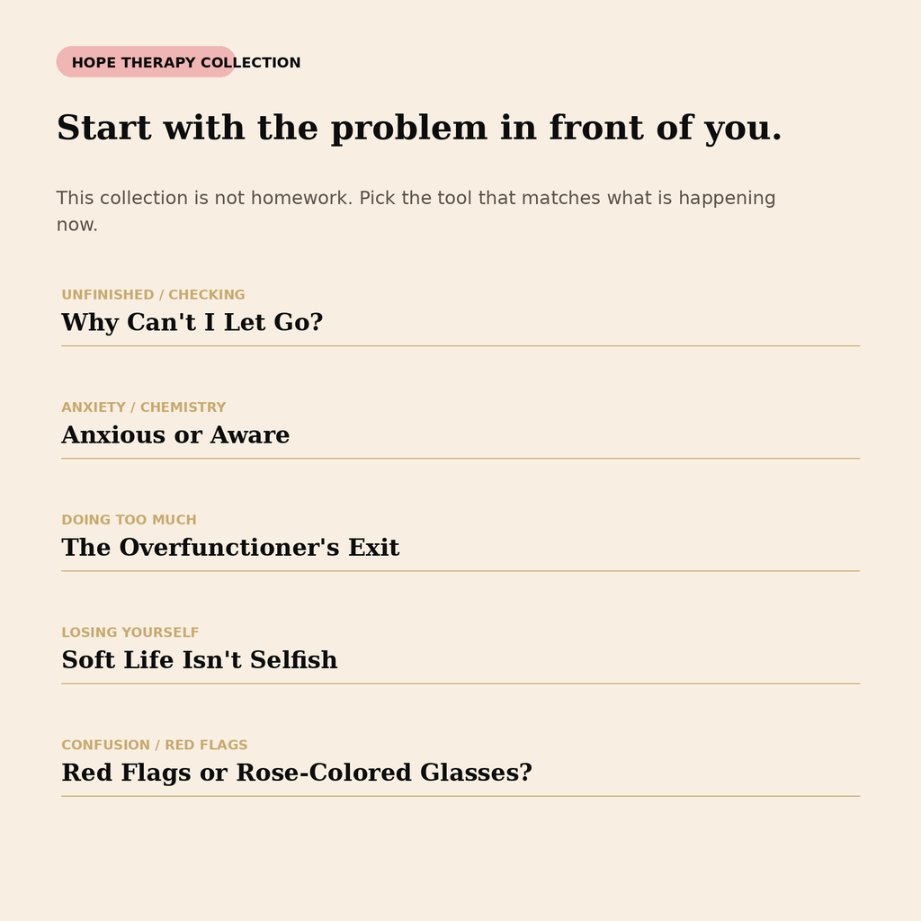 Where to start in The Hope Therapy Collection based on the relationship problem in front of you