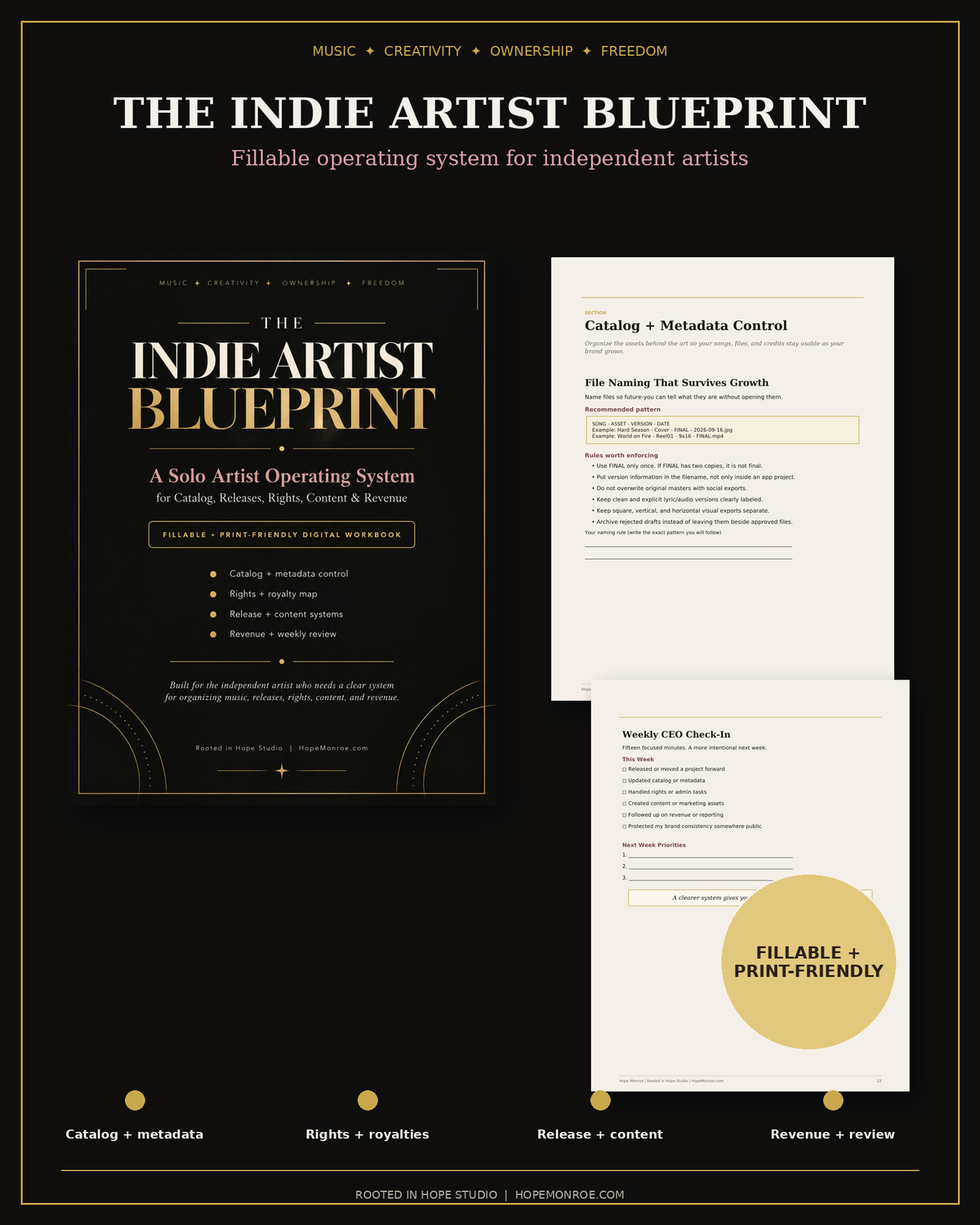 The Indie Artist Blueprint digital workbook for independent artists