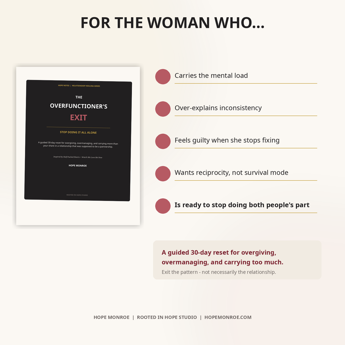 The Overfunctioner's Exit workbook for women carrying the mental load